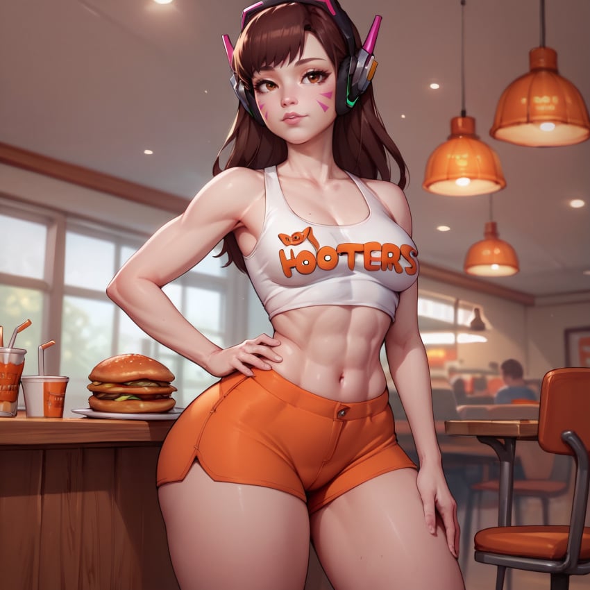 abs ai_generated big_ass cute d.va eogard_orc hooters overwatch stable_diffusion thick_thighs working