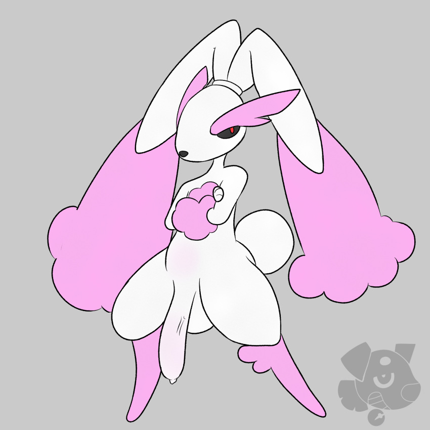 anthro big_penis crossed_arms generation_4_pokemon genitals hi_res lopunny mackdrawsad male nintendo penis pokemon pokemon_(species) pose solo vein wide_hips