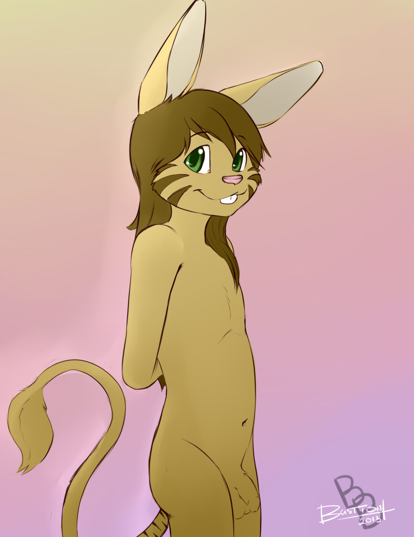 acchan_(arkaid) anthro balls bastion cabbit feline fur furry girly hybrid lagomorph looking_at_viewer male male_only no_humans nude penis rabbit solo standing teenager young