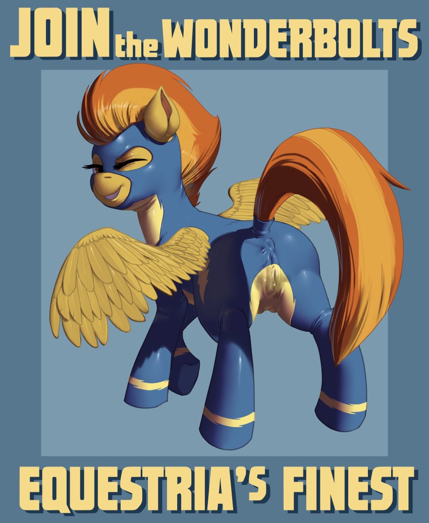 1girls bodysuit crotchboobs equine exposed flight_suit flightsuit friendship_is_magic hooves horse kevinsano marehood my_little_pony pegasus small_crotchboobs spitfire_(mlp) striped_mane wet wings wonderbolts_(mlp)