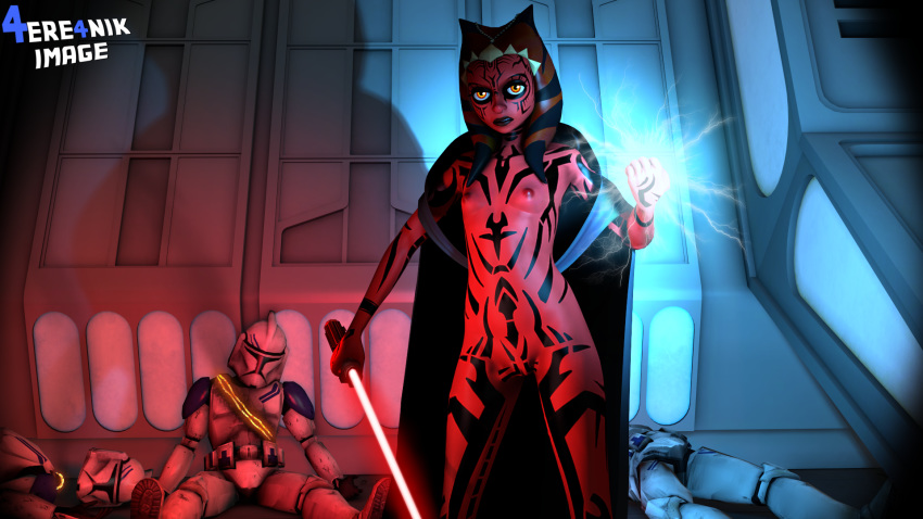 16:9 2018 3d 4ere4nik ahsoka_tano alien alter alternate_costume alternate_skin_color areola breasts cape clone_trooper clone_wars clothed clothing corpse death electricity female female_focus flat_chest force_lightning gore group holding_object holding_weapon humanoid humanoid_hands hypnotized lighting lightsaber looking_at_viewer magic magic_user male_death nipples possessed possession pussy red_body red_lightsaber red_skin seord sith small_breasts soldier solo_focus standing star_wars tattoo the_force togruta traitor_guard weapon