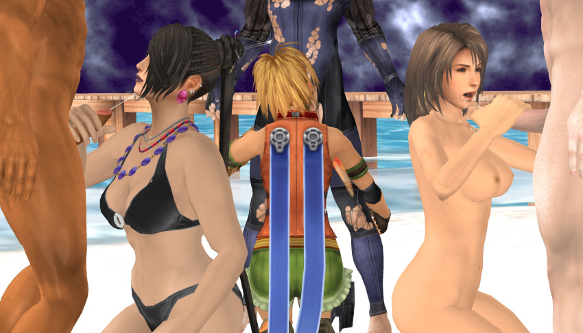 3d cum cum_on_face ejaculation faceless_male facial female final_fantasy final_fantasy_x handjob lulu_(final_fantasy) ratounador rikku xnalara yuna