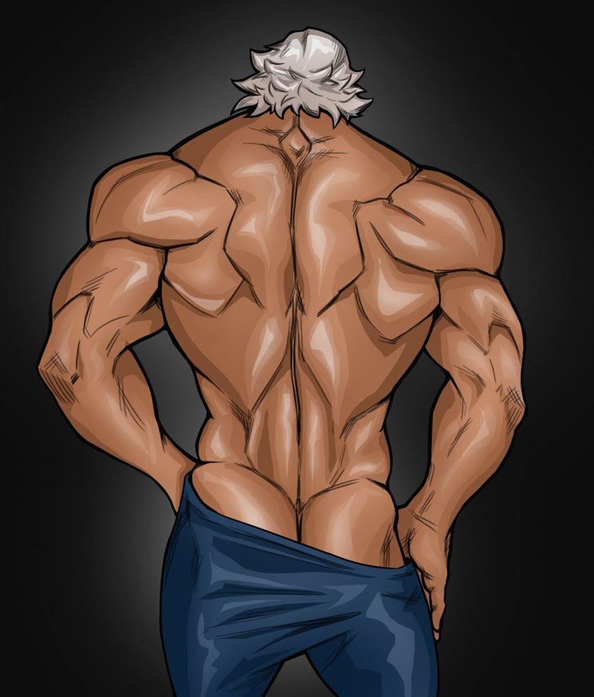 1boy ilovefsushi love_sushi male male_only muscles muscular muscular_back muscular_male overwatch reinhardt