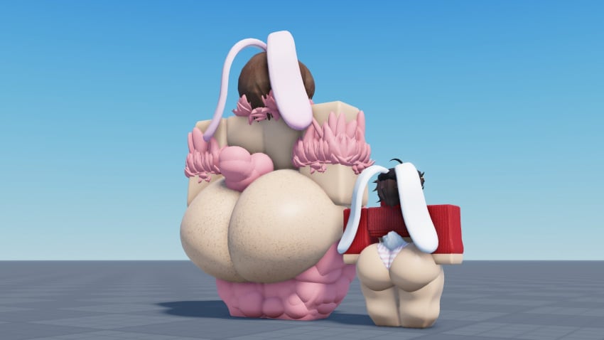 2girls 3d ass back_view baseplate big_ass bunny_ears fat_ass huge_ass huge_thighs mother_and_daughter presenting_hindquarters red_(red_220) red_220 roblox robloxian showcase size_difference source_request tagme thick_thighs thighs