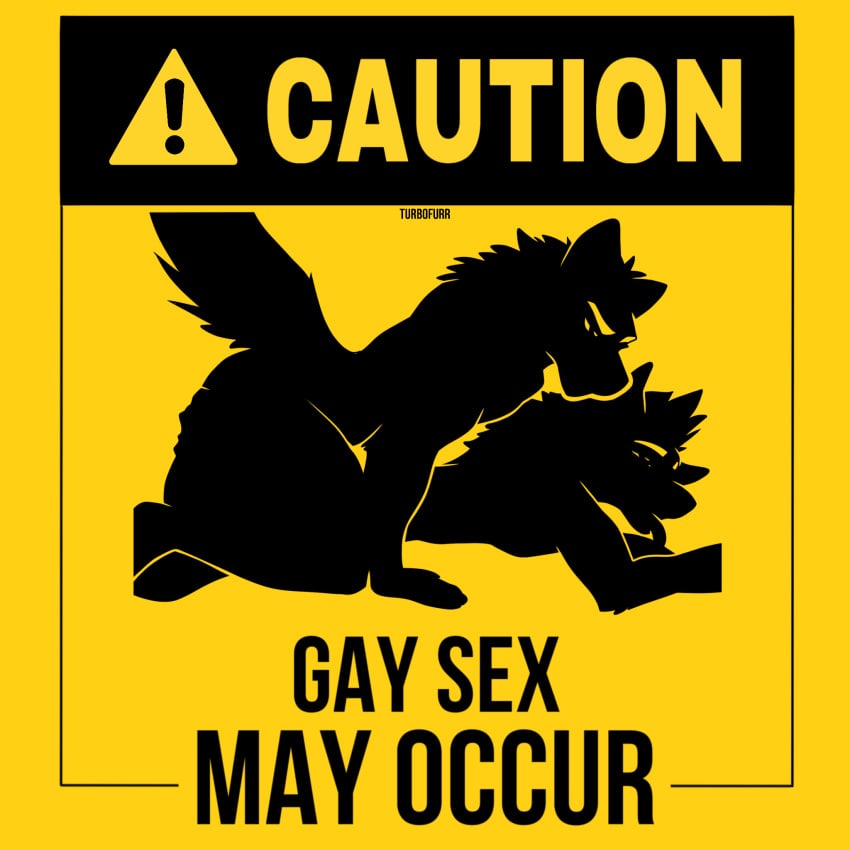 2boys anal anal_sex canid canine canis caution_sign duo english_text furry gay hi_res humanoid male male/male male_focus mammal penetration penile penile_penetration penis_in_ass pictogram sex sign simple_background text turbofurr warning_sign wolf yaoi