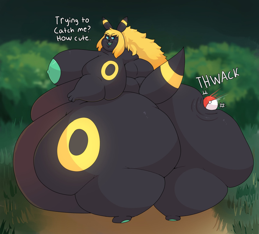 bbw big_breasts breasts cleavage cowiie eeveelution female huge_breasts nipples overweight pokemon pokemon_(species) thick_thighs umbreon wide_hips