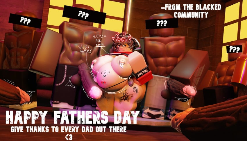 1girls faceless_male fathers_day large_breasts large_penis multiple_boys pregnant red_220 roblox