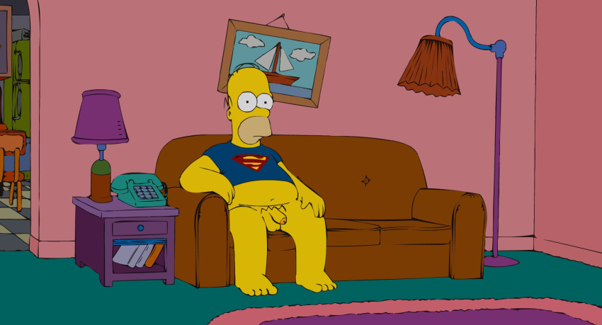 1boy 20th_century_fox 20th_century_studios balls bottomless chubby edit flaccid foreskin fox_corporation glans homer_simpson male male_only moomoo12 partially_retracted_foreskin penis screencap screenshot_edit solo the_simpsons uncut