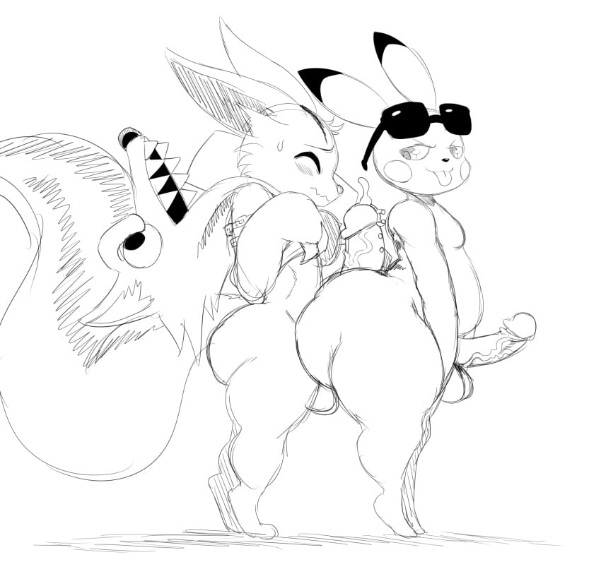 2016 2boys anthro ass back belly big_ass big_booty_pikachu big_penis big_tail big_testicles black_nose blush buttjob chubby claws closed_eyes crossover cum duo erection eyewear feet furry gay glasses hi_res holding huge_ass huge_penis interspecies large_ass long_ears looking_back male male_only mammal monochrome nintendo no_nipples nude orgasm original_character outercourse paws penis pikachu pokémon_(species) pokemon pokemon_rgby ratatoskr_(smite) rodent side_view simple_background smile smite squirrel sssonic2 standing sunglasses sweat tail teapot_(body_type) testicles thick_thighs tongue tongue_out trap veins veiny_penis video_game white_background yaoi