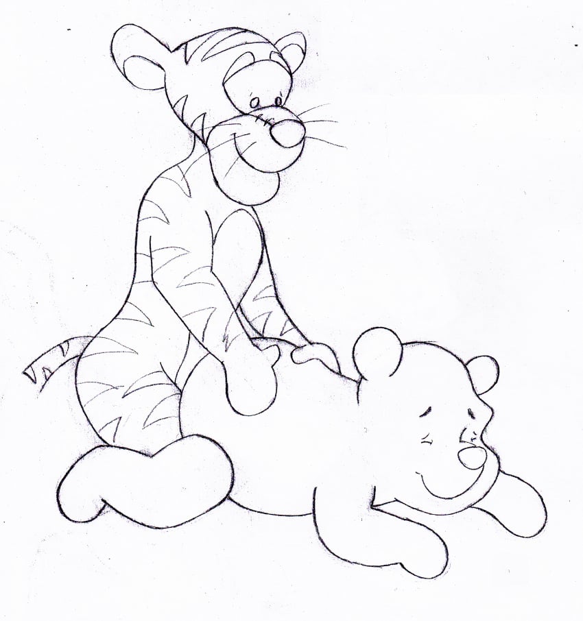 2boys anal_penetration anal_sex bear disney feline gay interspecies male male_only monochrome pleasure_face pooh_bear receiving_on_stomach smooth_skin stuffed_animal tagme tiger tigger unknown_artist ursine whiskers winnie_the_pooh_(franchise) yaoi