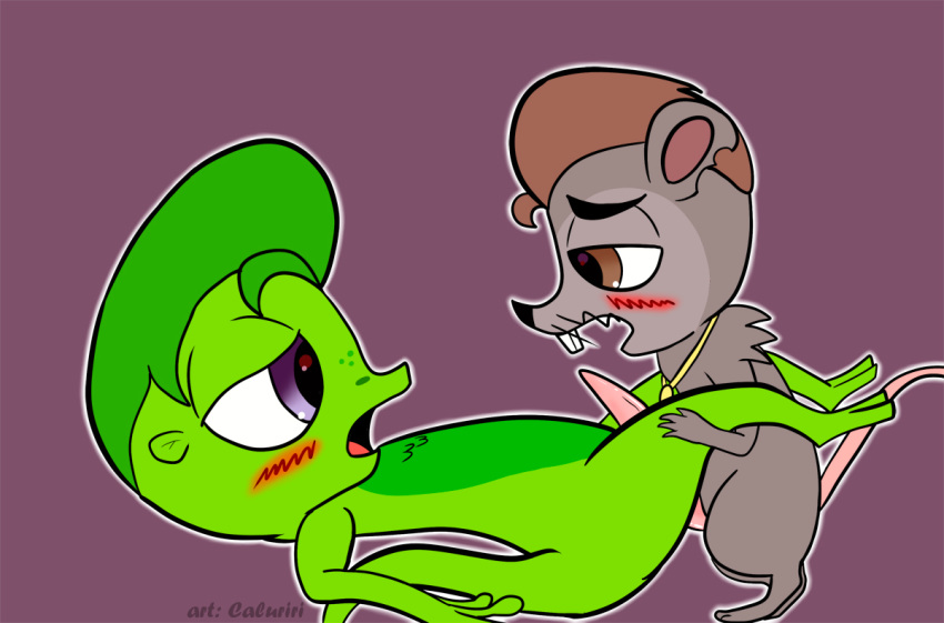 blush caluriri eye_contact gecko interspecies littlest_pet_shop looking_at_another male male_only mammal multiple_males nude open_mouth penis pete_(littlest_pet_shop) rat reptile rodent sex side_view tagme vinnie_terrio yaoi