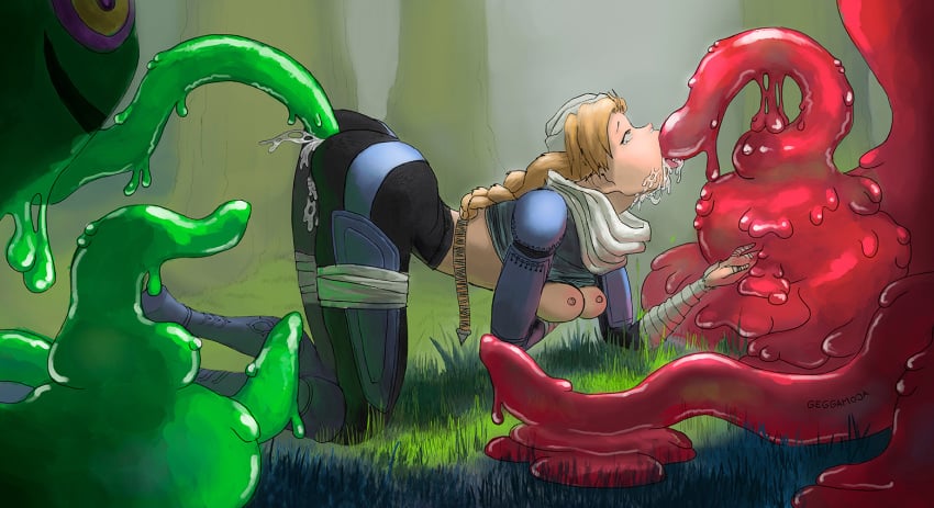 1girls 2monsters all_fours anal anal_sex anal_spitroast ass bandages blonde_hair boots braid breasts breasts_out chuchu clothed_sex clothes clothing consensual_tentacles cum cum_in_ass cum_in_mouth cum_in_pussy cum_inside cum_on_thigh cum_on_thighs double_penetration erect_nipple fellatio female from_behind fully_clothed geggamoja long_hair monster nature nintendo nipples ocarina_of_time open_mouth oral oral_penetration outdoors penetration rape rolling_eyes sheik shirt shirt_lift slime slime_monster smile spitroast tentacle tentacle_in_mouth tentacle_rape the_legend_of_zelda torn_clothes yellow_eyes