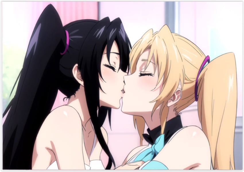 ai_generated girl_on_girl high_school_dxd irina lesbian_couple lesbian_kiss serafall_leviathan shidou_irina yuri