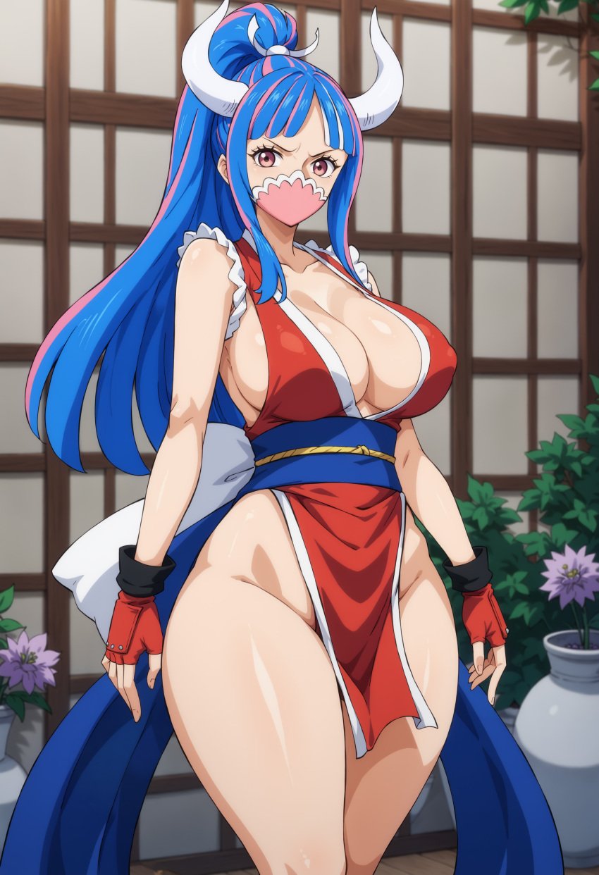 ai_generated artist_request big_breasts cosplay costume_switch female female_only king_of_fighters mai_shiranui one_piece ulti_(one_piece) wide_hips