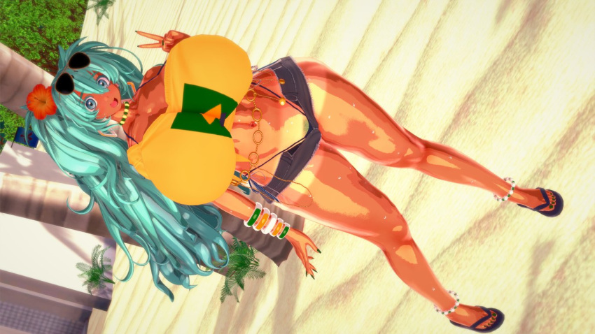 3d beach brazil brazilian brazilian_female brazilian_miku busty codeyumi female female_focus hatsune_miku hourglass_figure long_hair outdoors outside skimpy skimpy_clothes tagme tan tan_body tan_skin twintails vocaloid wide_hips