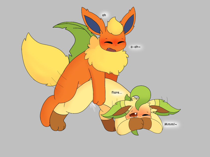 eeveelution eeveelution_squad feral feral_on_feral flare_(eeveelution_squad) flareon leaf_(eeveelution_squad) leafeon nintendo pokemon pokemon_(species)