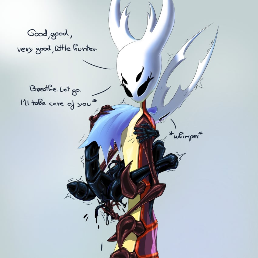 anthro bug centipede female fingering first_time fluids hollow_knight hollow_knight_(character) namineri's_oc oc_character oc_x_canon pure_vessel sinkra tentacle void