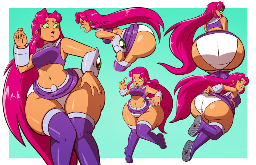 axel-rosered big_butt butt_expansion cartoon_network dc_comics pantyshot skirt starfire teen_titans warner_bros warner_brothers white_panties