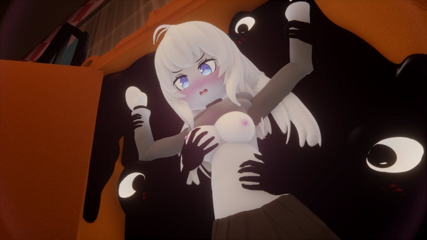 big_breasts blue_eyes blush closet doors_(roblox) eyes grabbing_breasts raped_by_monster roblox roblox_avatar seek_(doors) white_hair