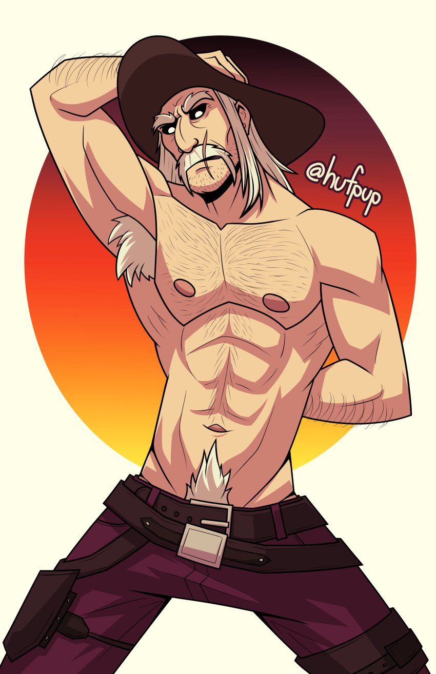 abs armpit_hair bara biceps clothing daddy dbd dead_by_daylight dilf hufpup male male_nipples male_only male_pubic_hair manly mature_male moustache muscular_male nipples pecs sydebernz the_deathslinger