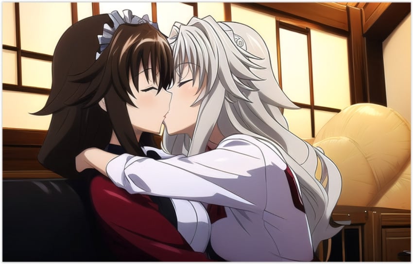 ai_generated grayfia_lucifuge high_school_dxd lesbian_couple lesbian_kiss lesbian_sex venelana_gremory yuri