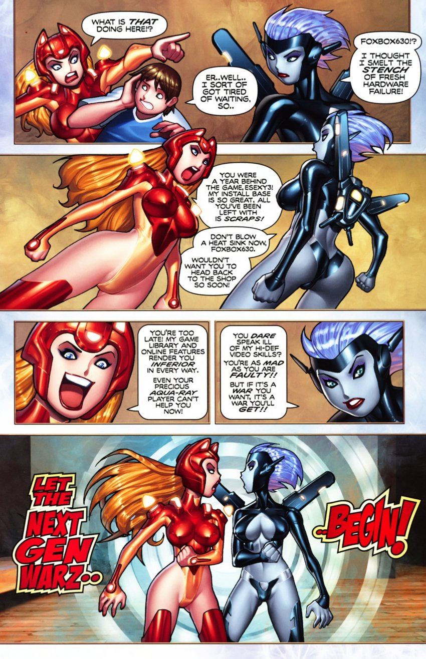 1boy 2girls android android_girl boots breasts comic comic_cover duo duo_female duo_focus esexy3 forbox360 gamerstud328 gloves image_comics leotard long_hair long_hair_female next_gen_warz official_art orange_hair parody portal robot robot_girl robot_humanoid ryan_kinnaird short_hair short_hair_female tagme video_games