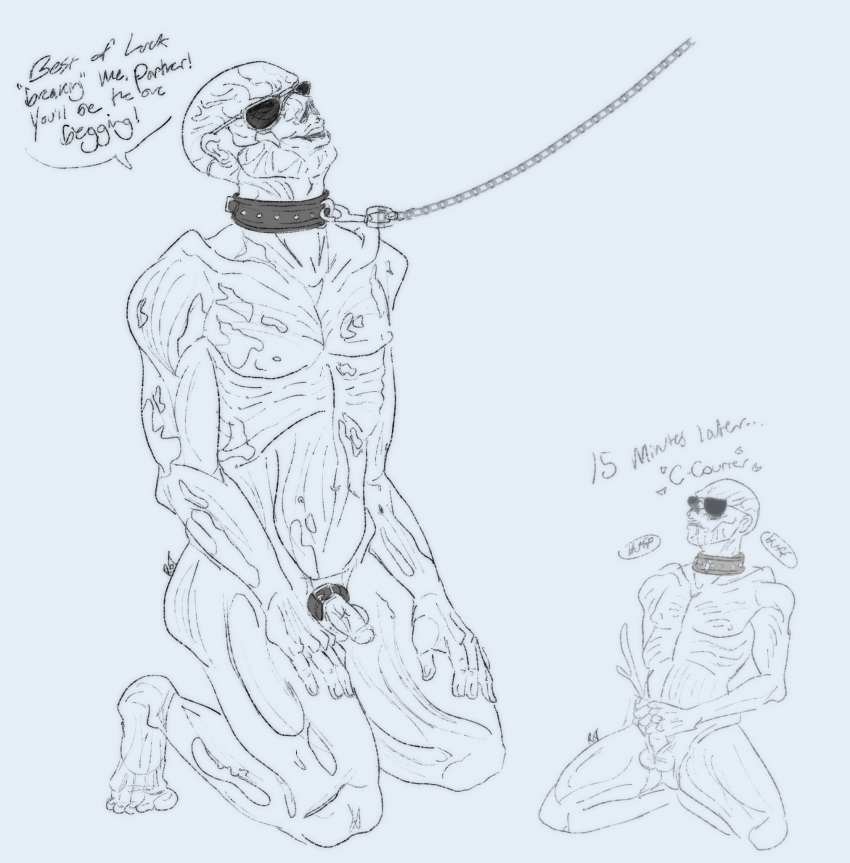 bondage collar dean_domino fallout ghoul_(fallout) male post-human saberhorn submissive_male