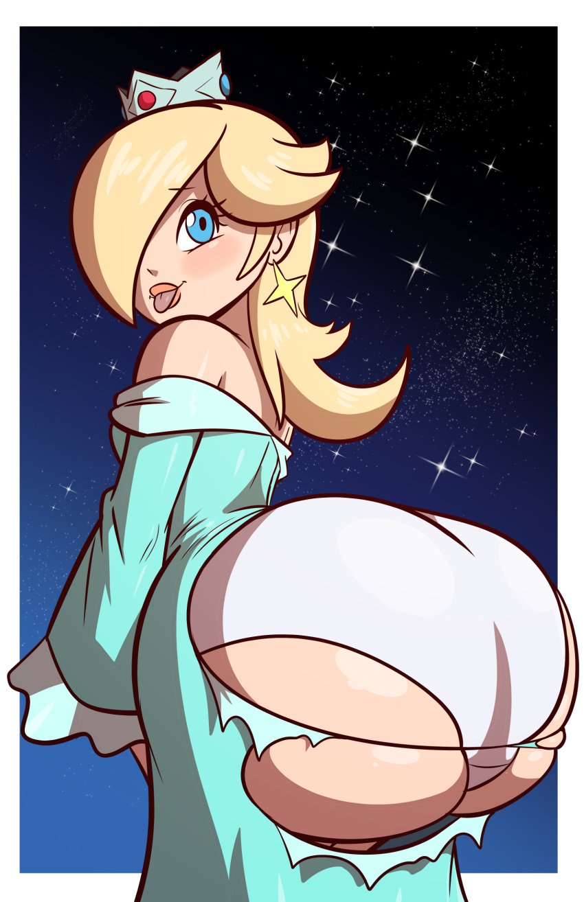 1girls ass big_butt clothing dat_ass dumptruck_ass dumptruck_butt enormous_ass fat_ass female female_only gaturo gigantic_ass huge_ass human mario_(series) nintendo princess_rosalina ripped_clothing super_mario_bros. white_panties