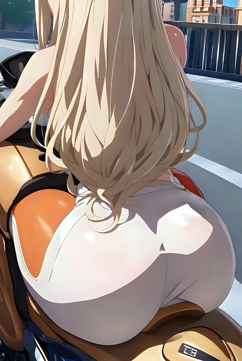 ai_generated ass ass ass_focus blonde_hair driving motorcycle myaim original_character tagme