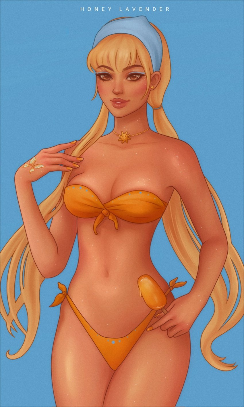 4kids_entertainment bikini breasts female female_only ice_cream nickelodeon rainbow_(animation_studio) stella_(winx_club) winx_club yellow_eyes yellow_hair yellow_nails