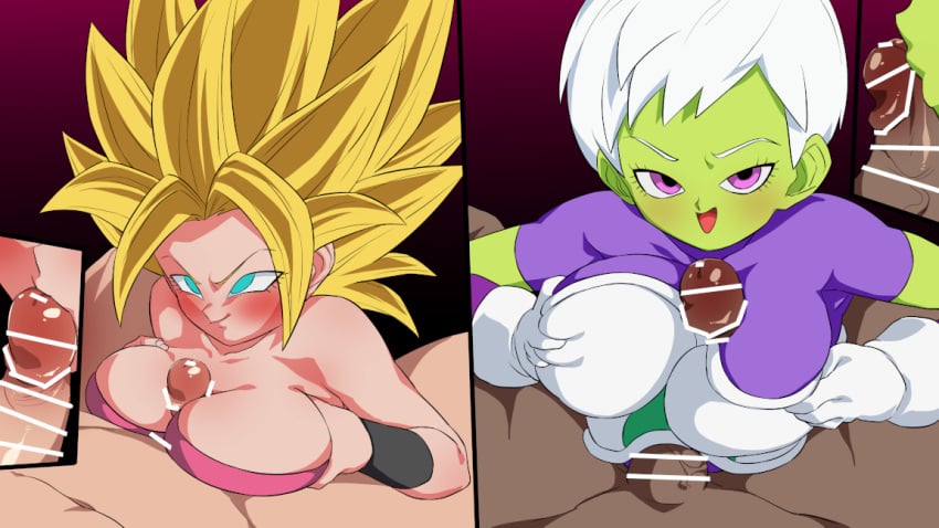 caulifla cheelai curvy curvy_body curvy_female curvy_figure dragon_ball dragon_ball_super female green_body green_skin rom rom_taku short_hair small_female tagme white_hair