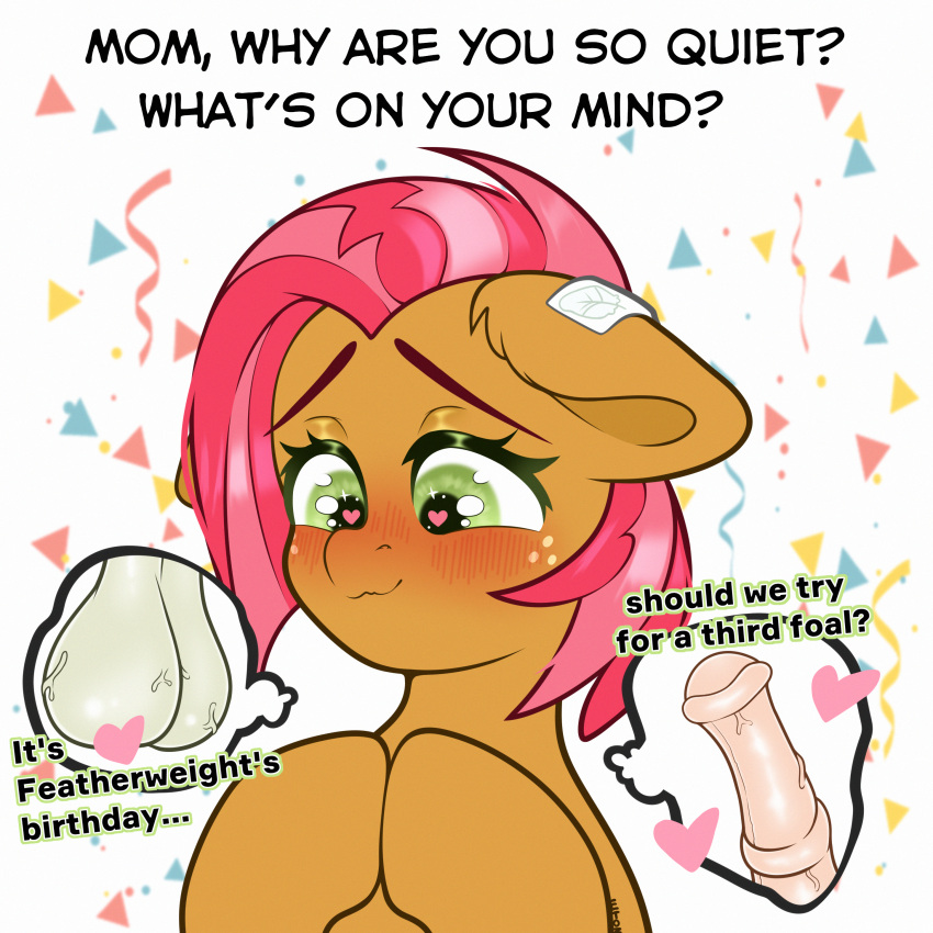 1:1 absurd_res aged_up animal_genitalia animal_penis babs_seed_(mlp) balls birthday blush cutie_mark daydream dialogue ear_piercing ear_ring earth_pony embarrassed english_text equid equine equine_genitalia equine_penis erection etoz featherweight_(mlp) female feral freckles friendship_is_magic genitals green_eyes hair hasbro heart_eyes heart_symbol hi_res horse jewelry male male/female mammal married_couple medial_ring my_little_pony mythological_creature mythological_equine mythology nude party pegasus penis piercing pony red_hair ring_piercing shy solo text thought_bubble vein veiny_balls veiny_penis watermark wingding_eyes wings