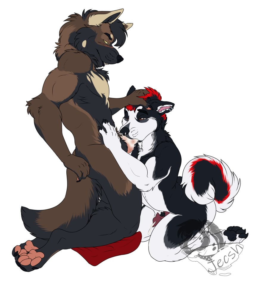 alpha_channel animal_genitalia animal_penis anthro black_body black_fur bodily_fluids brown_body brown_eyes brown_fur canid canine canine_genitalia canine_penis canis claws cum cum_in_nose cum_inside cum_while_penetrated curled_tail domestic_dog duo ear_piercing facial_piercing fellatio finger_claws fur genital_fluids genitals grey_body grey_fur hair hand_in_hair hand_on_head hand_on_hip hi_res highlights_(coloring) husky industrial_piercing jecsh kneeling knot lip_piercing looking_at_another male male/male male_penetrated male_penetrating male_penetrating_male mammal multicolored_body multicolored_fur nordic_sled_dog nose_scar oral pawpads paws penetration penile penis penis_in_mouth piercing pink_penis red_hair red_penis scar sebastian_the_husky sex snakebite_piercing spitz taavi_(theeldermousescrolls) tail tan_body tan_fur touching_hair white_body white_fur wolf yellow_eyes