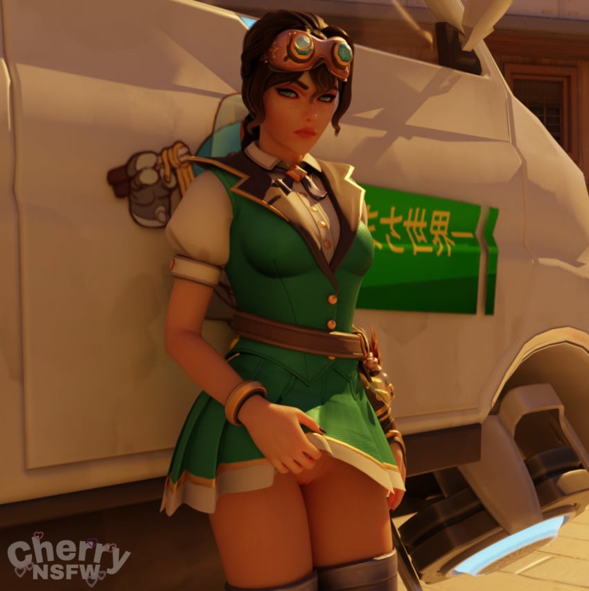 1girls 3d blizzard_entertainment bottomless cherrynsfw female goggles no_panties overwatch pussy solo widowmaker