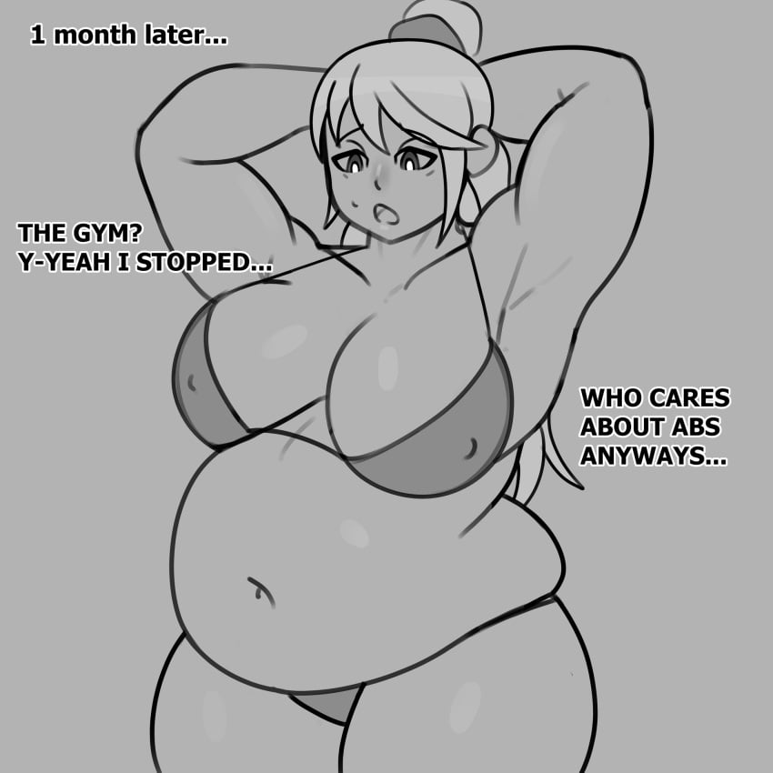 chubby_female flexing overweight posing text xyz10988