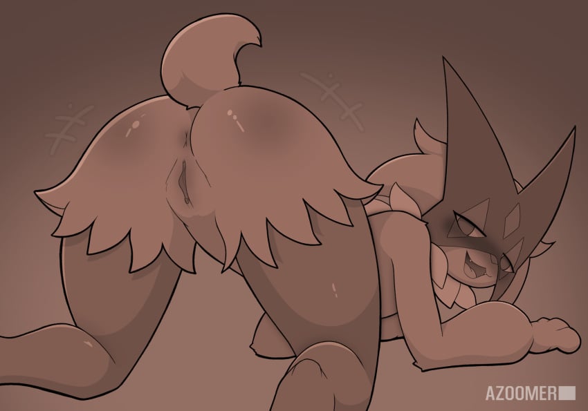 2025 all_fours anthro anus ass azoomer cute_fangs fangs felid feline female fur generation_9_pokemon genitals hi_res looking_back mammal meowscarada monochrome multicolored_body multicolored_fur narrowed_eyes nintendo open_mouth pokemon pokemon_(species) presenting presenting_hindquarters pussy shaded short_tail solo tail teeth