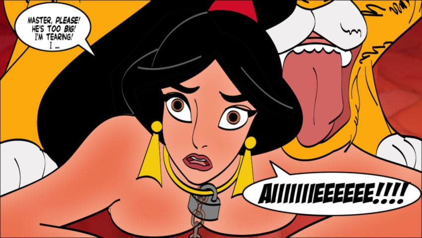 aladdin bondage chains col_kink disney disney_princess female human male_focus princess_jasmine rajah rape tagme tiger zoophilia