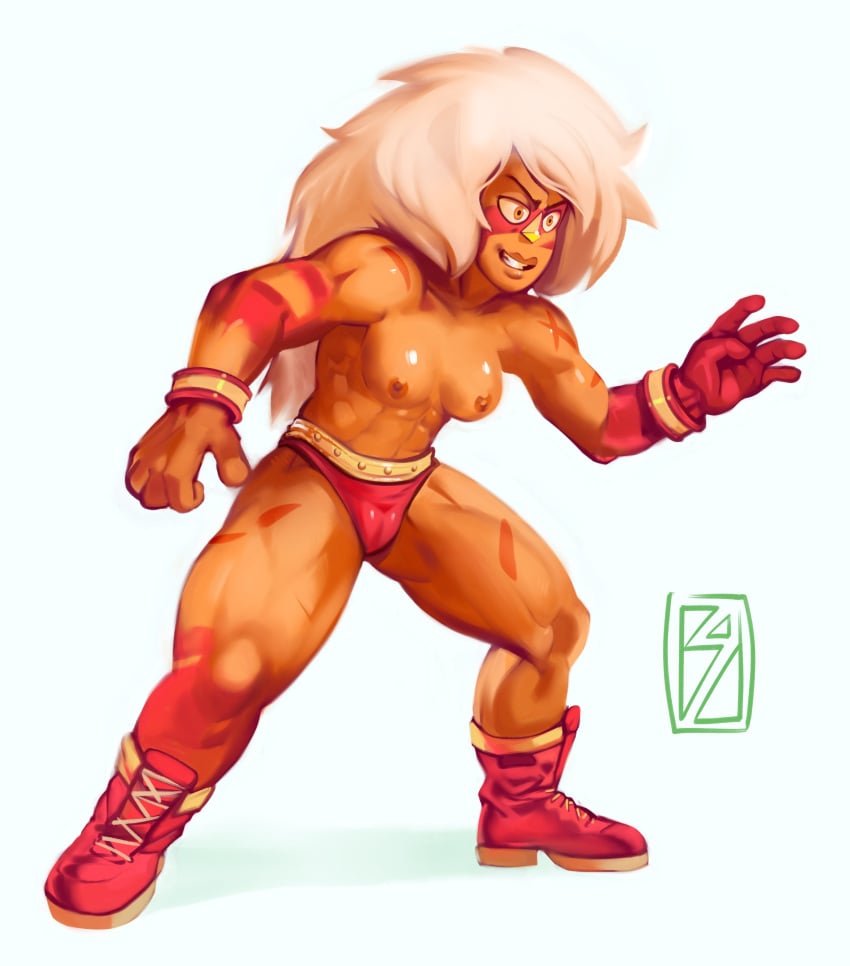 1girls badrainbow breasts cosplay female jasper_(steven_universe) long_hair solo steven_universe street_fighter tagme thong zangief