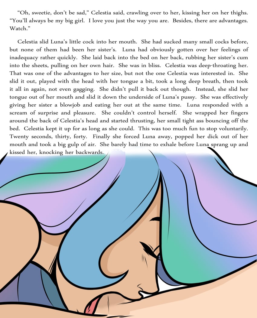 closed_eyes fellatio friendship_is_magic human humanized incest megasweet my_little_pony oral penis princess_celestia_(mlp) princess_luna_(mlp) sisters smooth_skin