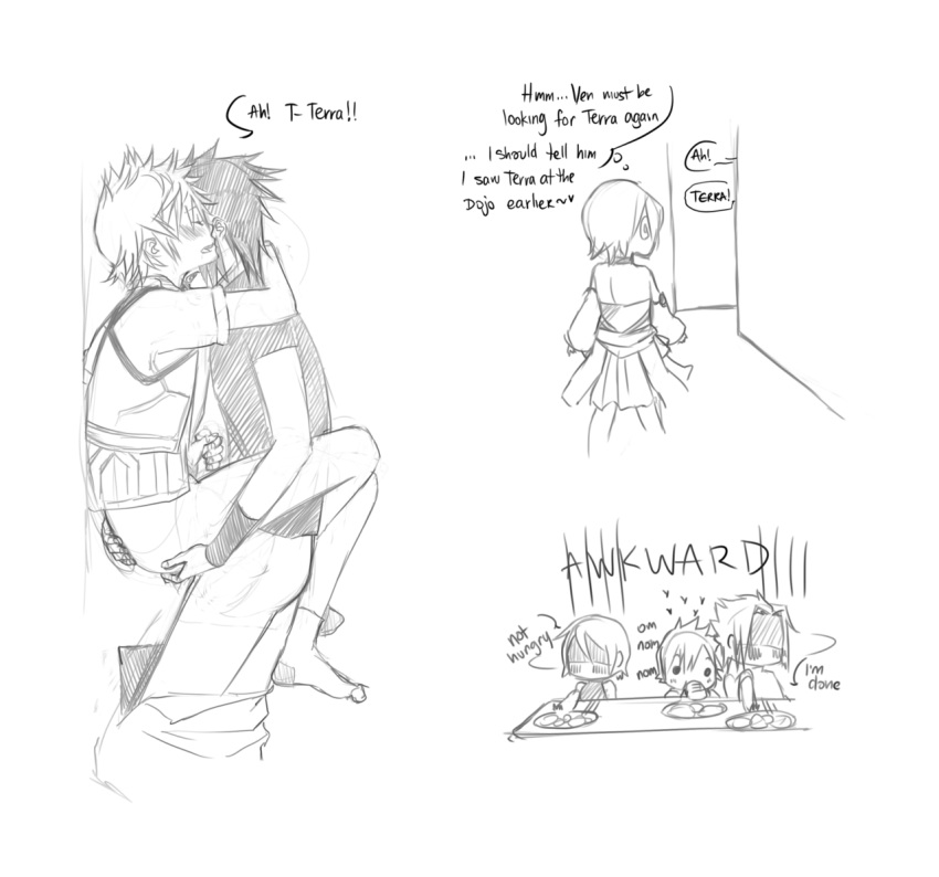 2boys adoptive_siblings aqua_(kingdom_hearts) ass comic disney gay kingdom_hearts masturbation monochrome penis rough_sketch sketch square_enix terra_(kingdom_hearts) text tumblr ventus yaoi