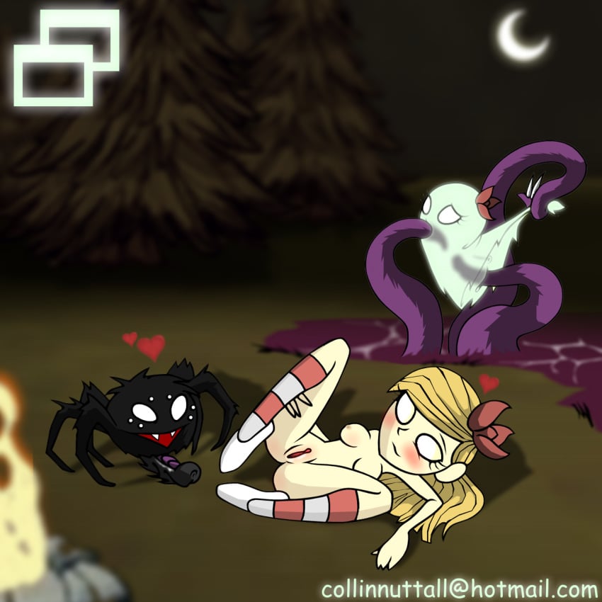 1boy 2girls abigail_carter bare_arms bare_ass bare_breasts bare_shoulders bare_thighs blank_eyes blonde blonde_female blonde_hair blush blushing campfire don't_starve don't_starve_together dont_starve dont_starve_together fellatio female female_penetrated flower flower_in_hair forest forest_background ghost ghost_girl grass heart hearts human klei_entertainment legwear long_hair lying lying_on_back malr moon night no_bra no_panties no_underwear outdoors penetration pussy sex slushy spider stockings tagme tentacle tentacle_in_mouth tentacle_in_pussy tentacle_penetration tentacle_sex testicles tree trees vaginal vaginal_penetration vaginal_sex wendy_carter white_eyes yellow_hair