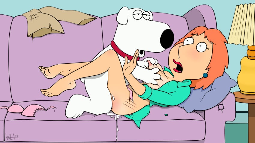 badbrains barefoot bestiality brian_griffin canine collar couch cum cum_inside dog family_guy feet female human lois_griffin male milf nipples on_model rape sex straight torn_clothing