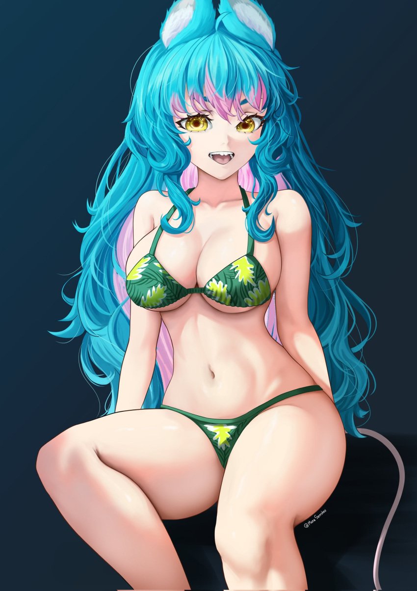 1girls bikini blue_hair chessivt manasenshou owozu virtual_youtuber vtuber