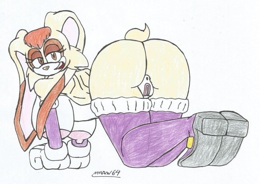 beige_body beige_fur beige_hair big_ass big_breasts big_butt breasts dat_ass doggy_style doggy_style_position female furry high_heel_boots lipstick long_boots long_ears long_gloves looking_back_at_viewer marlon64 milf mobian_rabbit naked_boots naked_female naked_gloves orange_eyes orange_fur orange_hair showing_ass showing_off showing_off_ass smiling_at_viewer solo_female sonic_(series) traditional_drawing_(artwork) vanilla_the_rabbit white_background white_fur