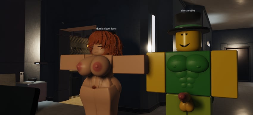 big_breasts meme notive notive_(youtuber) orange_hair roblox satire t-pose test