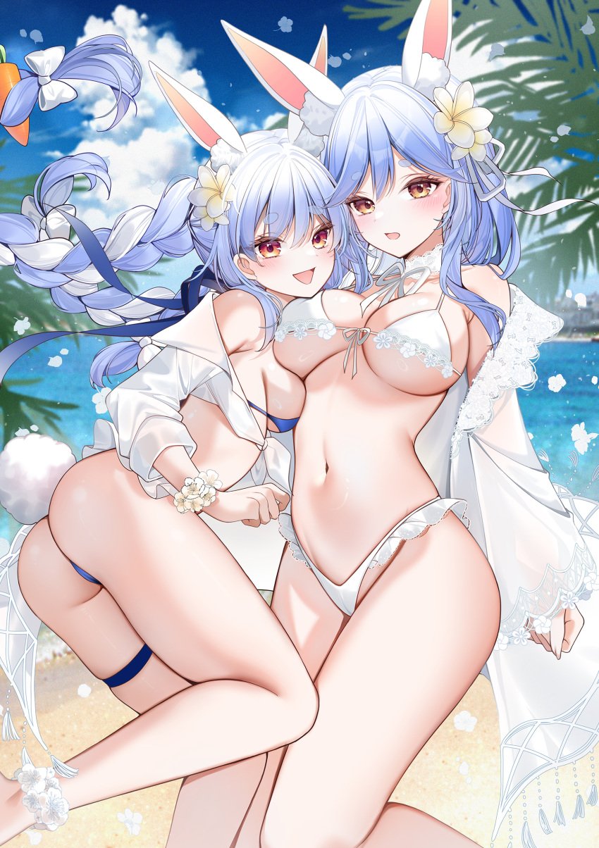 2girls ass bikini hololive large_breasts mother_and_daughter multiple_girls pekomama swimsuit usada_pekora virtual_youtuber yukineko1018