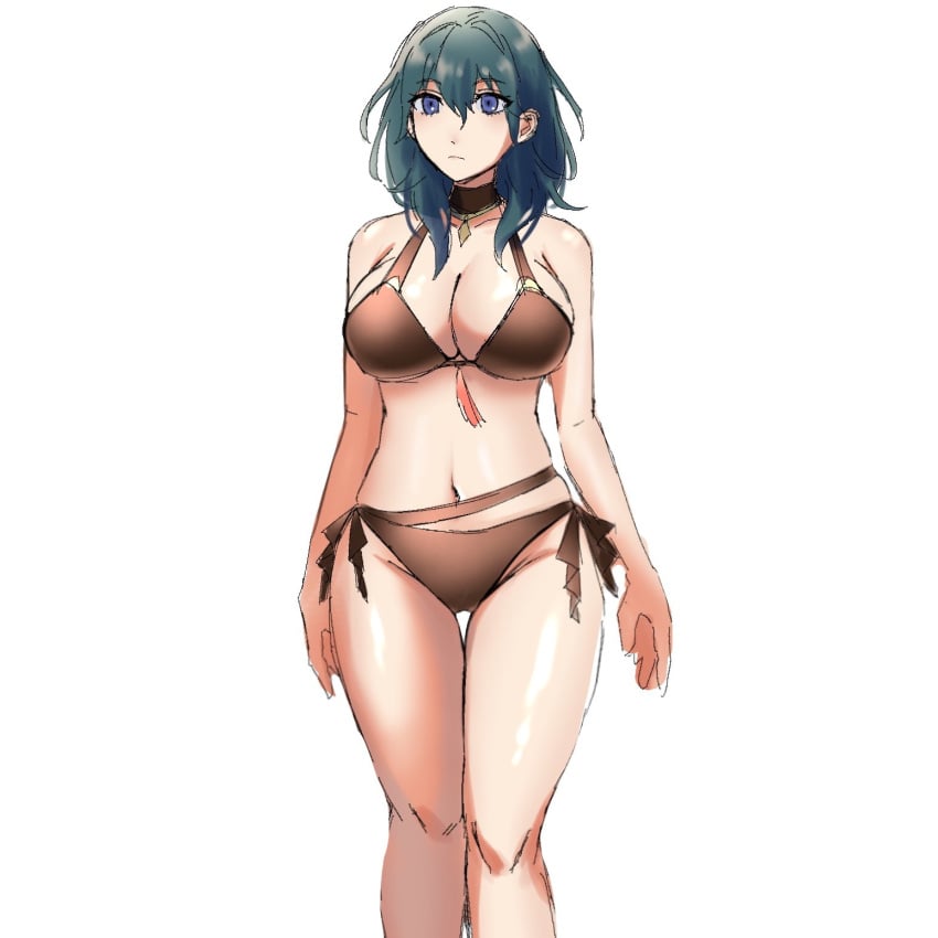 aizumi_0701 blue_eyes blue_hair breasts byleth_(female)_(fire_emblem) byleth_(female)_(summer)_(fire_emblem) byleth_(fire_emblem) byleth_(fire_emblem)_(female) byleth_(summer)_(fire_emblem)_(female) female female_only fire_emblem fire_emblem:_three_houses fire_emblem_heroes nintendo solo swimsuit