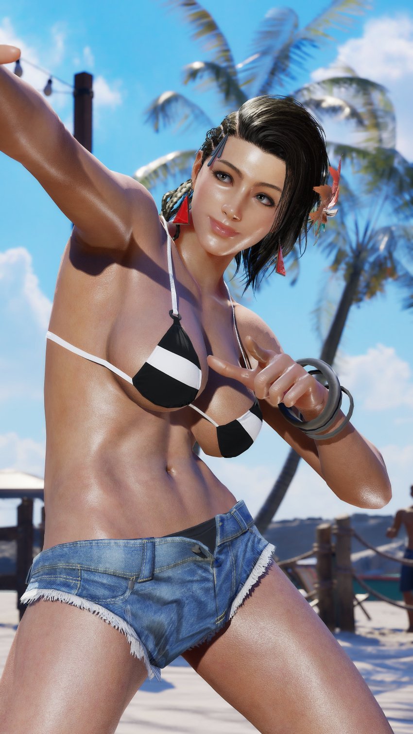 3d ass azucena_milagros_ortiz_castillo bandai_namco beach big_ass big_breasts breasts brown_eyes brown_hair curvy curvy_female curvy_figure dark-skinned_female dark_skin dolphin_shorts earrings erect_nipples hair_ornament huge_breasts latina medium_hair mod namco night_club peruvian peruvian_female pose seductive sex shaved_crotch standing sweat tanned tekken tekken_8 thick_thighs video_game_character voluptuous voluptuous_female wide_hips