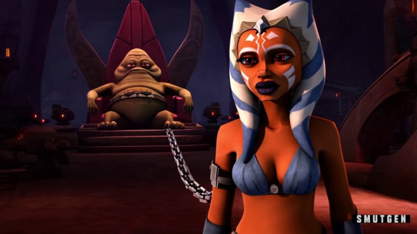 ahsoka_tano ai_generated alien_girl chained clone_wars full_lips master_slave orange_skin sex_slave skimpy_clothes slavegirl smutgen star_wars togruta