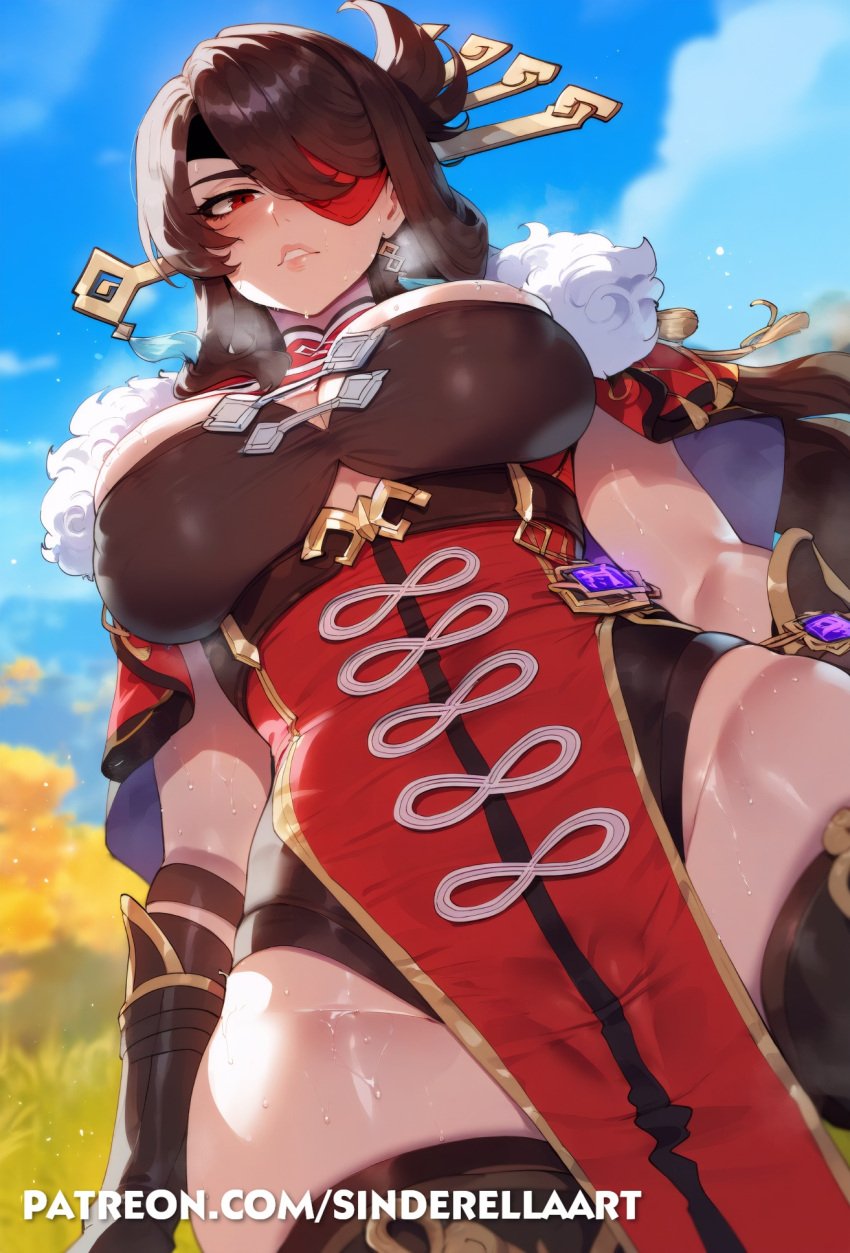 ai_generated beidou_(genshin_impact) big_breasts breasts breasts breasts_bigger_than_head female genshin_impact huge_ass huge_breasts patreon patreon_url patreon_username sinderellaart thiccwithaq_(ai_style) thick voluptuous voluptuous_female